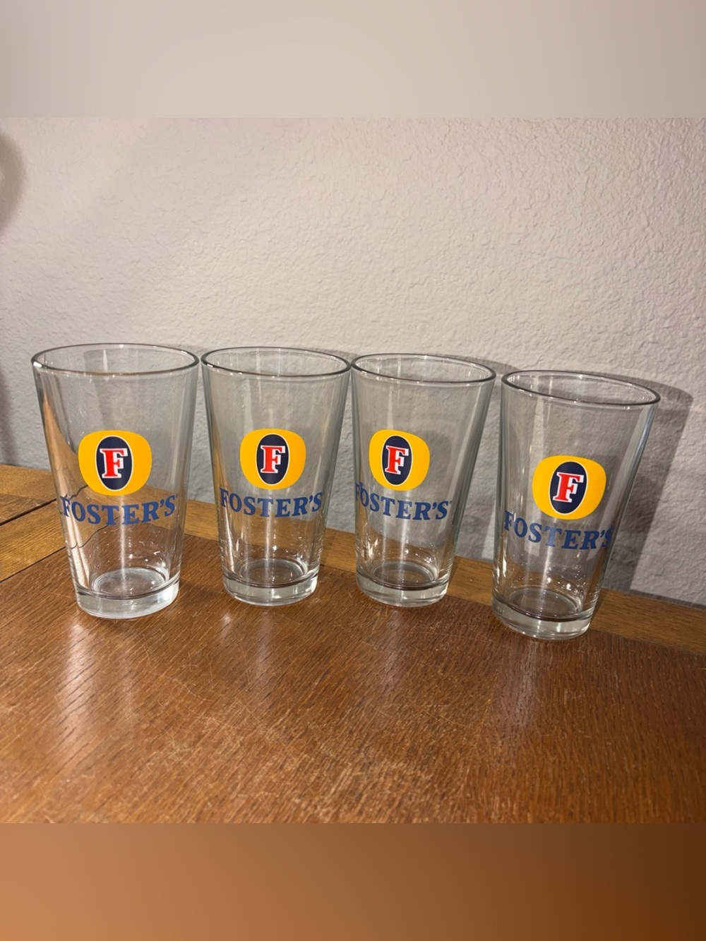 Foster's 16 oz. Australian Lager Pint Beer Glasses ~ Set Of 4